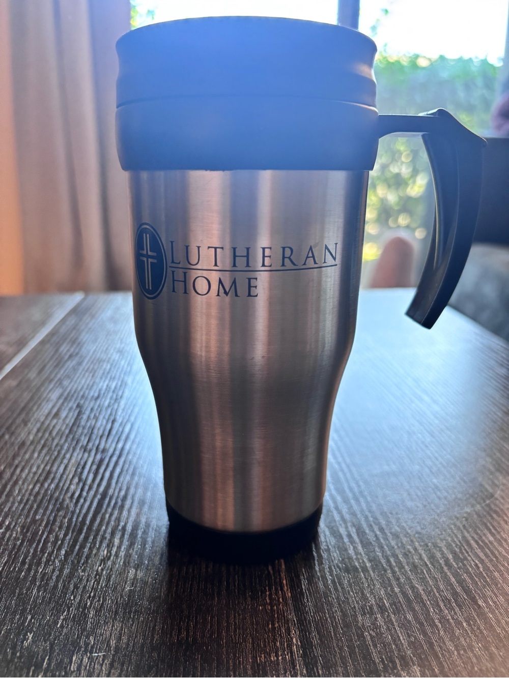 Stainless Steel Travel Mug - Silver with Black Lid